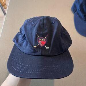 Vintage Polo Ralph Lauren Golf Crest Strapback Hat / Cap - Made In USA